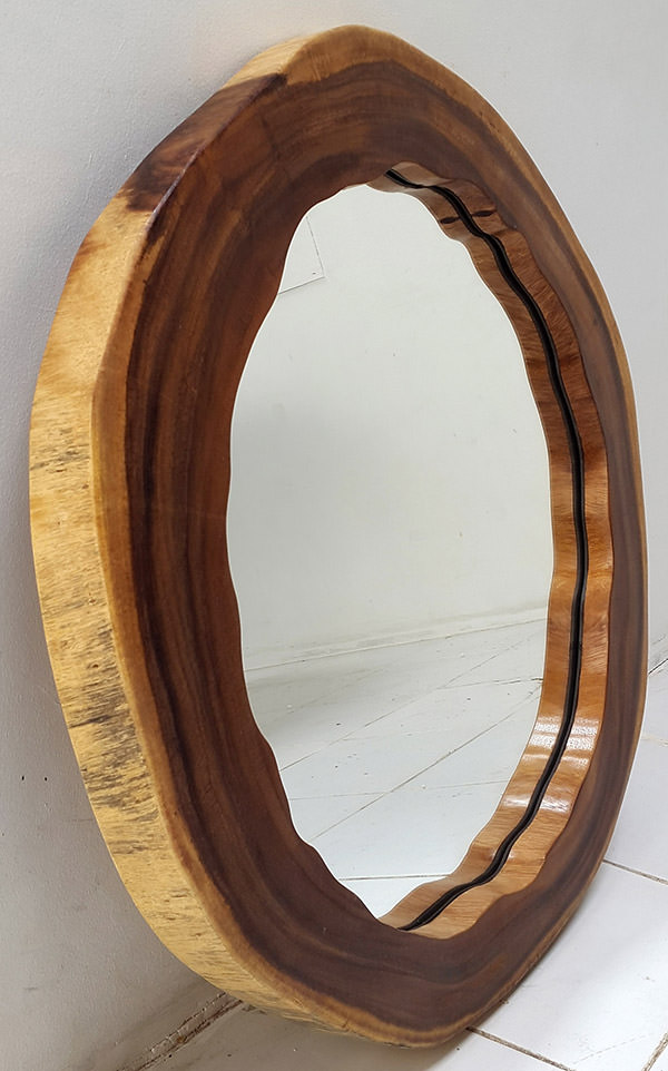 suar wood mirror with natural shape