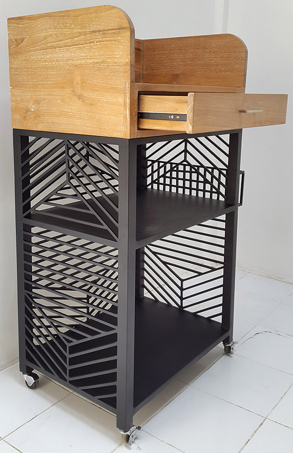 restaurant waiter station with one drawer and one shelf