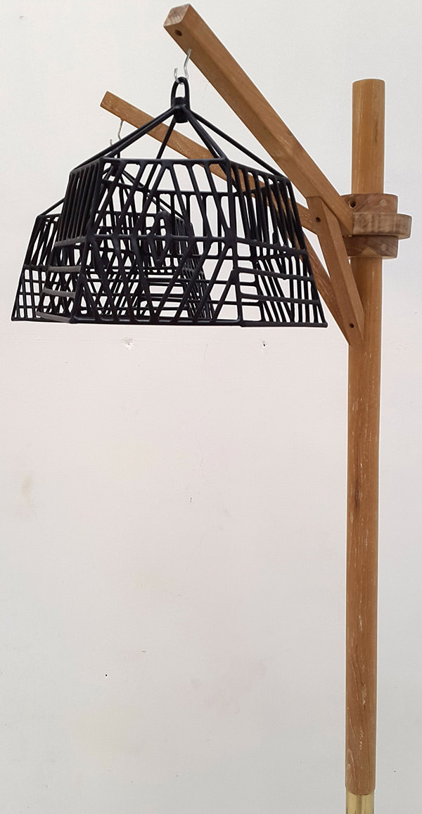 restaurant teak lamp with iron shade