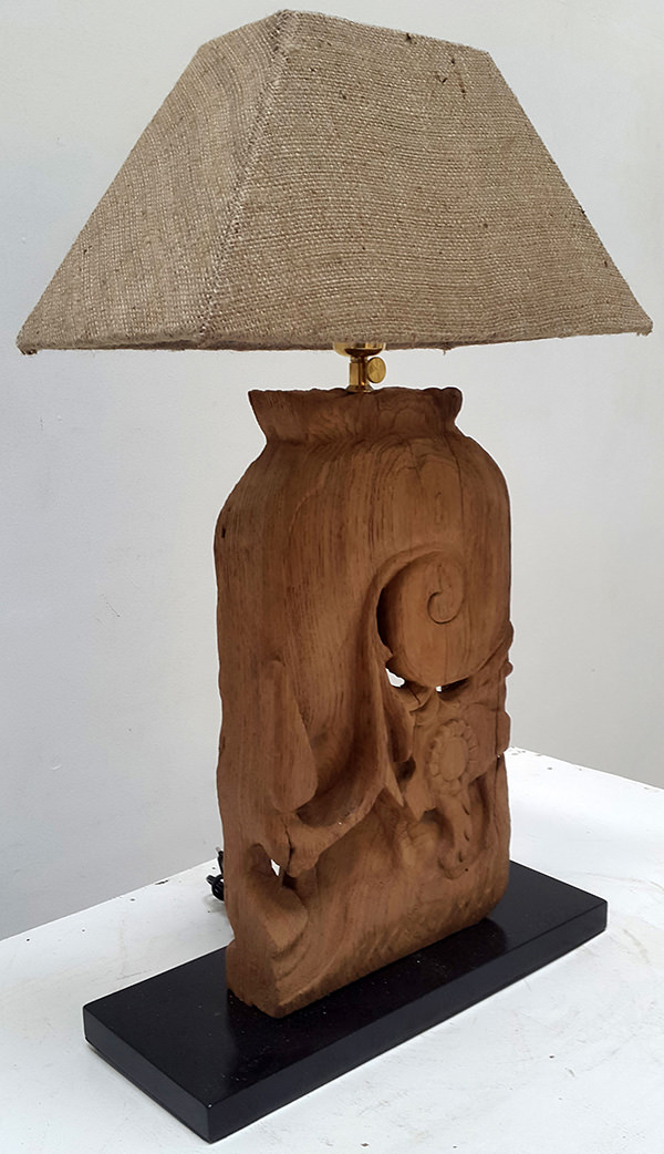 natural reclaimed teak with lamp shade
