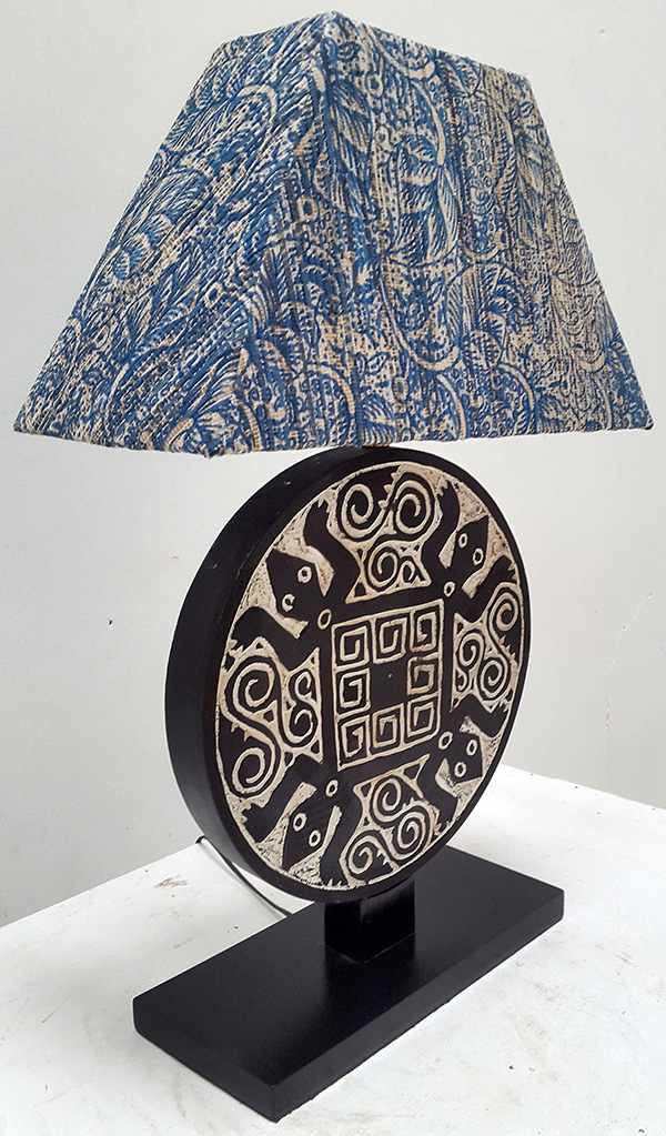 papuan night lamp with geometric pattern