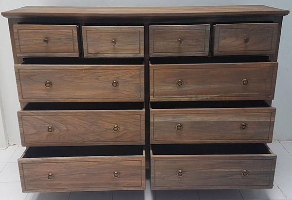 teak cabinet with 10 drawers