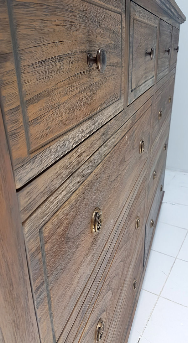 teak with dark glaze