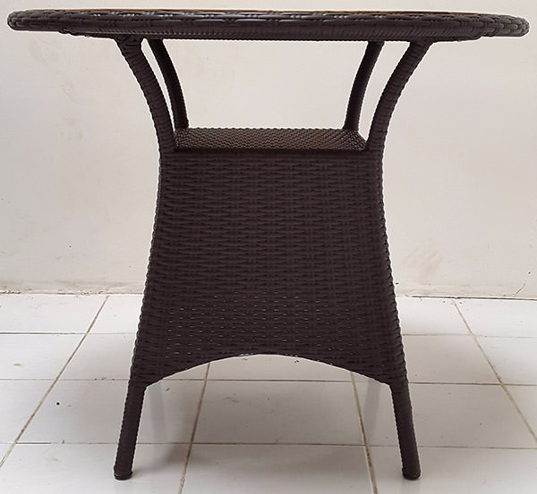 black synthetic rattan table