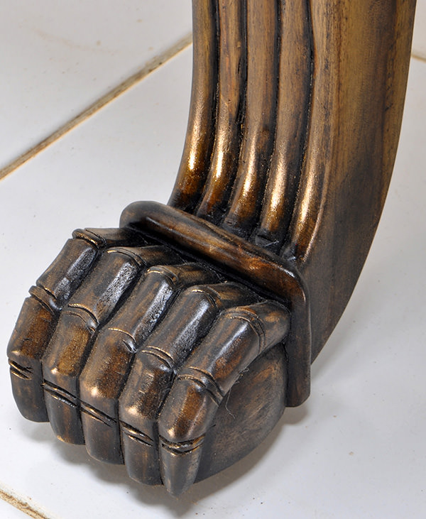 teak lion leg carving