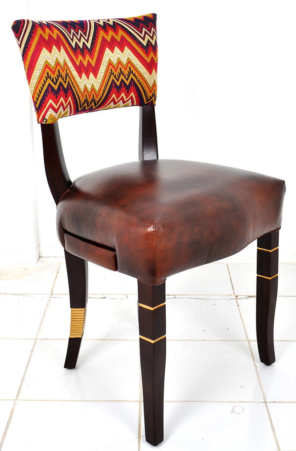 zoffany fabric and genuine leather dining chair