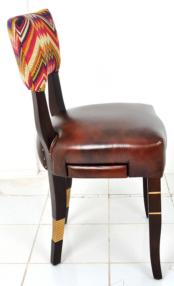 zoffany fabric and genuine leather restaurant dining chair