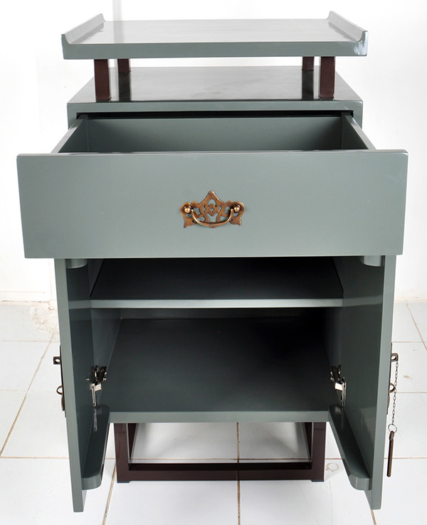 stainless steel and solid teak wood with glossy paint restaurant side station