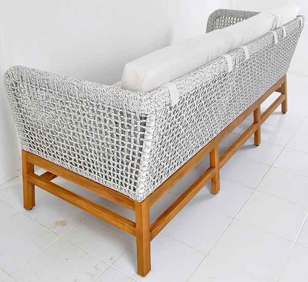 Solid teak and rope loom couch