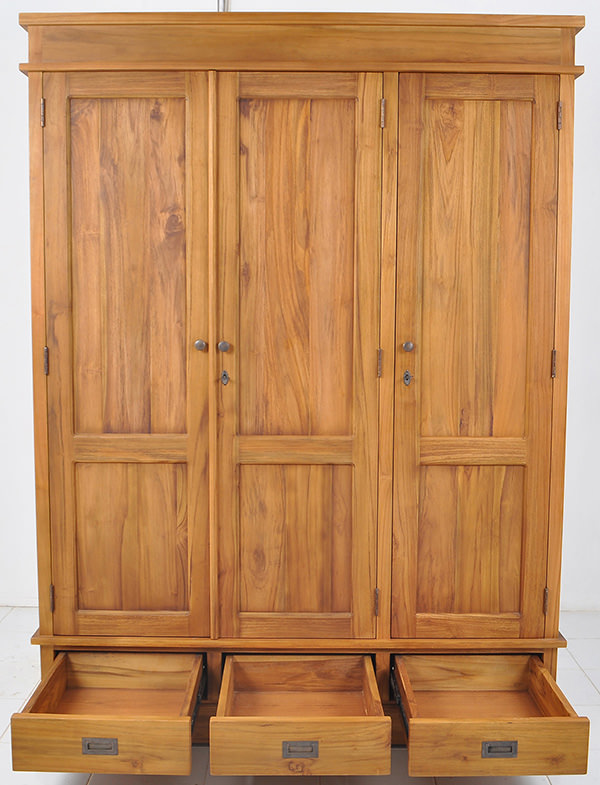 solid teak wardrobe with natural finishing