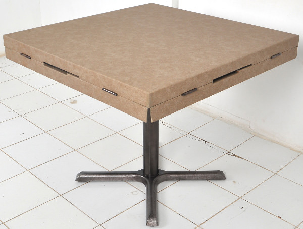 restaurant square extendable table with iron legs and foldable wings