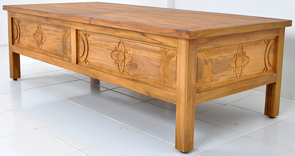 Indonesian teak table with carvings