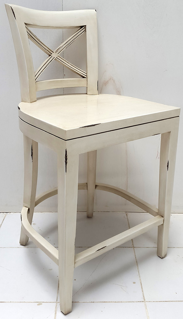 antique distressed italian white bar chair