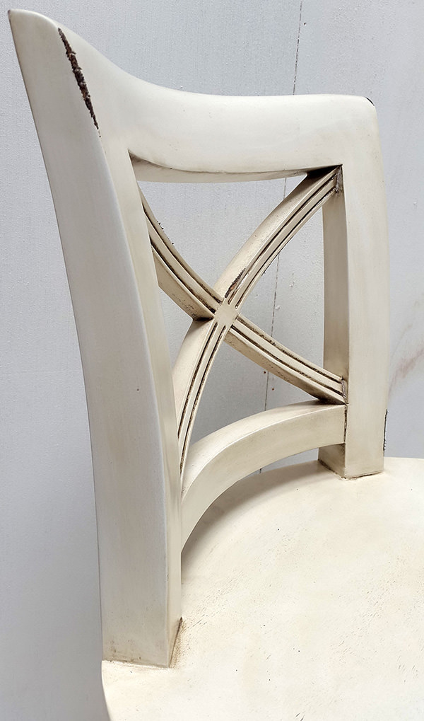 antique distressed italian white mahogany bar chair