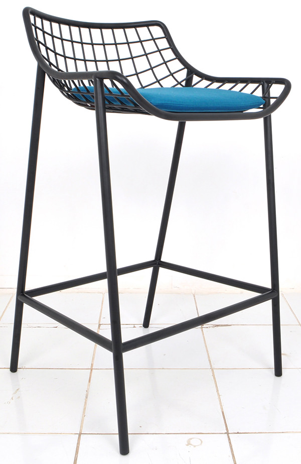 quickdry foam and sunbrella fabric bar chair with black stainless steel frame