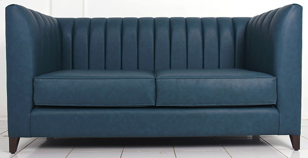 3-seaters blue leather couch