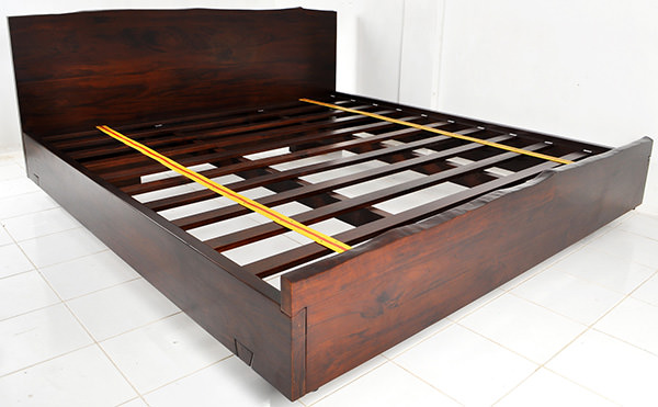 dark brown wood bed frame