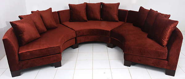 Red velvet restaurant couch