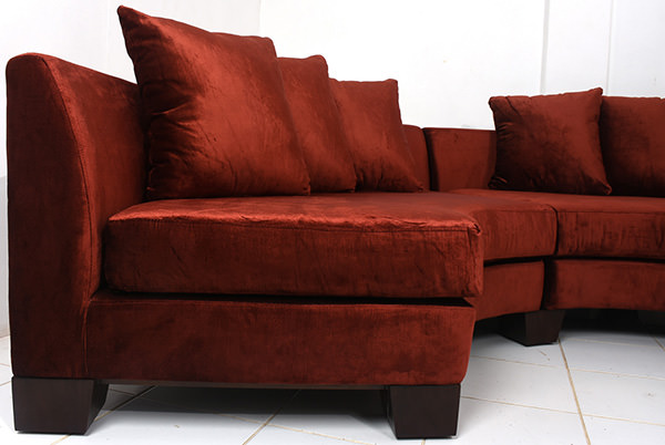 Terracotta red brick velvet round couch