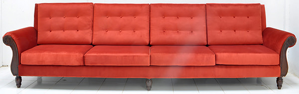 red velvet couch