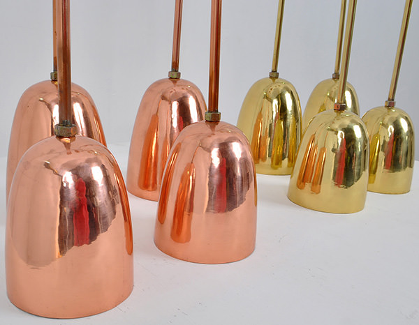 set of copper hanging lamps