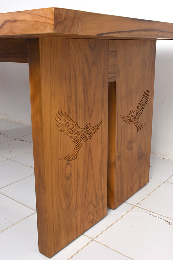 solid teak eagle carvings