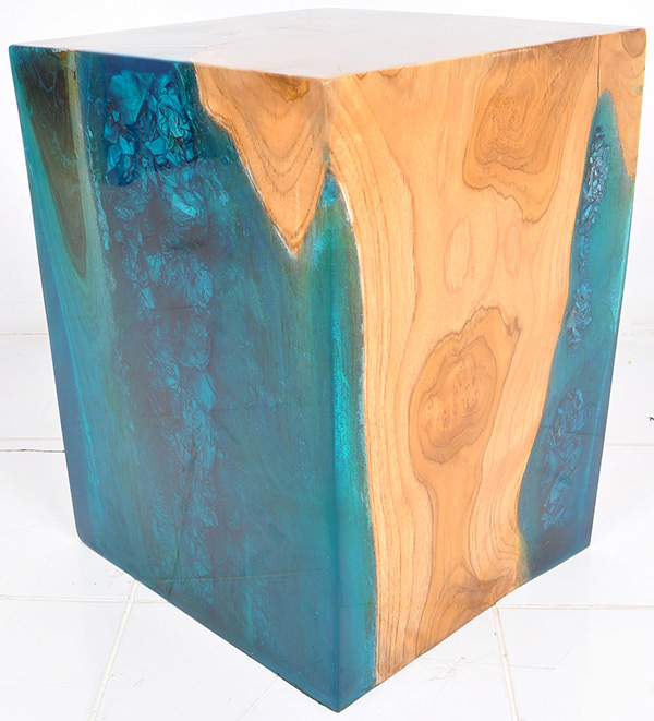 suar and resin square stool