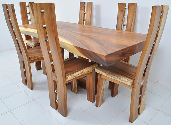 trembesi wooden dining table and chairs