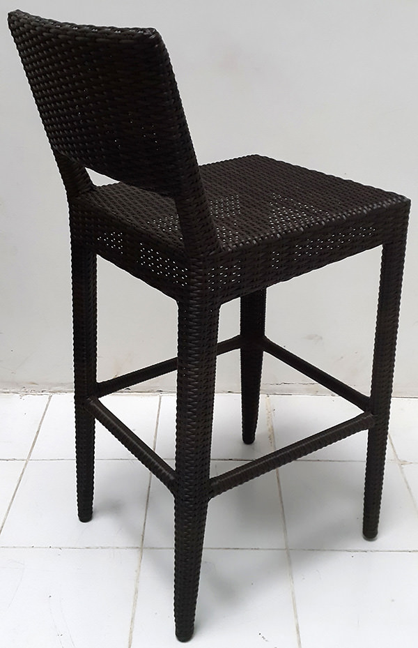 black synthetic rattan bar chair