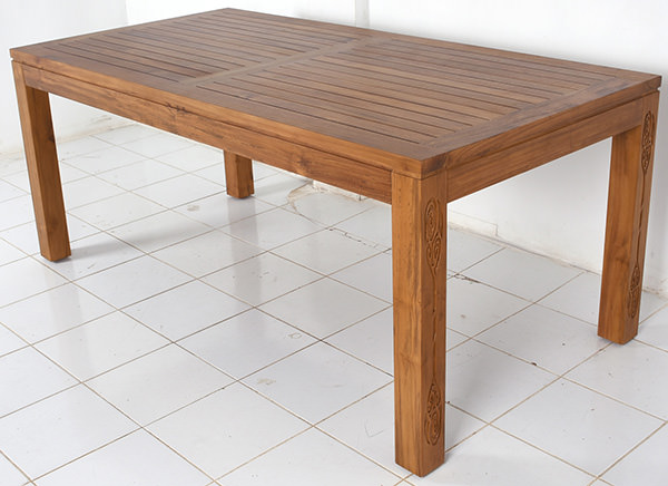 solid teak rectangle outdoor dining table with a Norway design