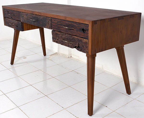 reclaimed Nordic teak wooden console table