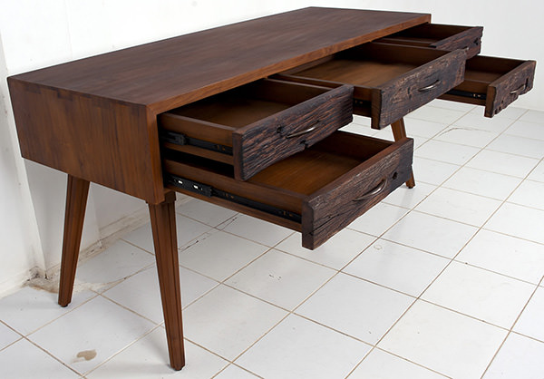 reclaimed Nordic solid teak wooden console table