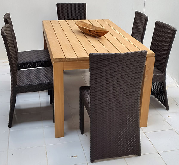 wicker and teak garden set