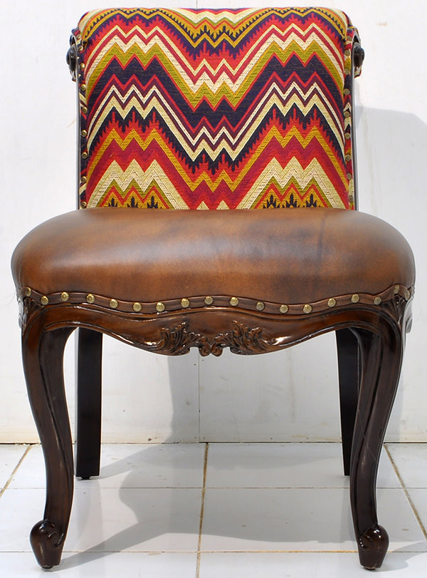 Peruvian fabric and brown leather