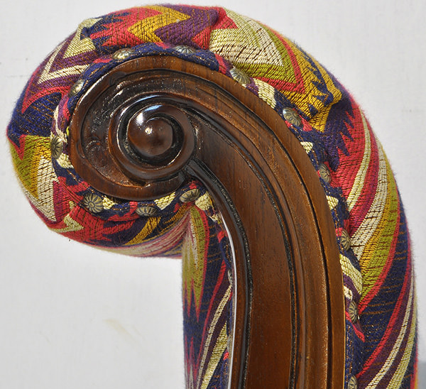 handmade carved teak wood and Peruvian fabric