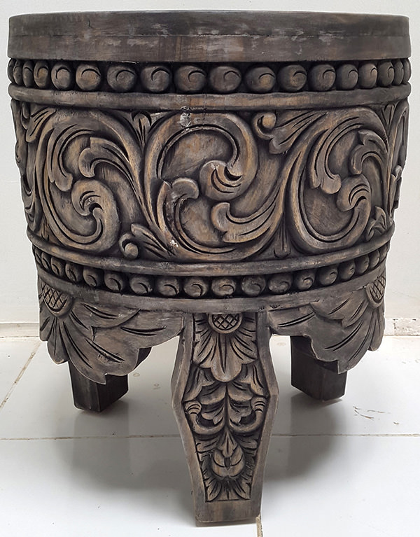 carved teak stool