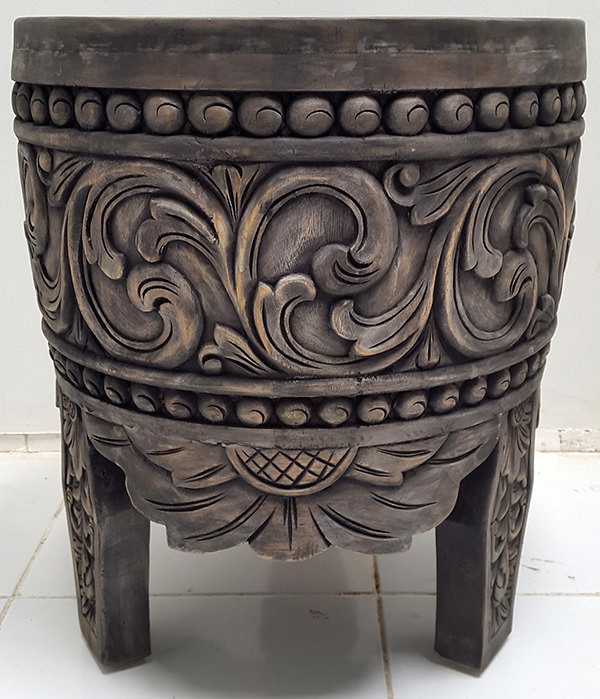 handmade carved teak stool