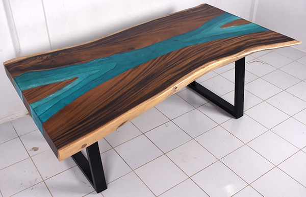 river in wooden table top