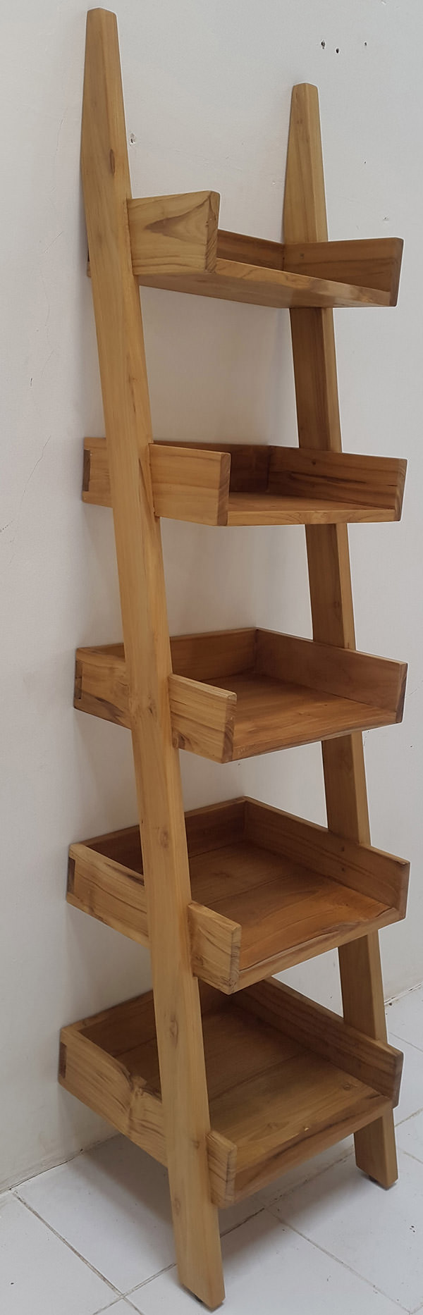 Teak wooden ladder for books