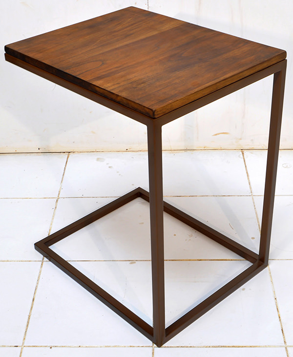 square teak side table