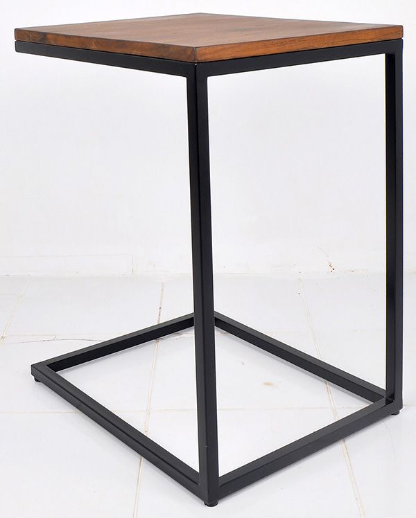 black iron and teak table