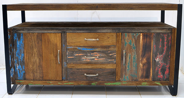 teak and iron antique cabinet