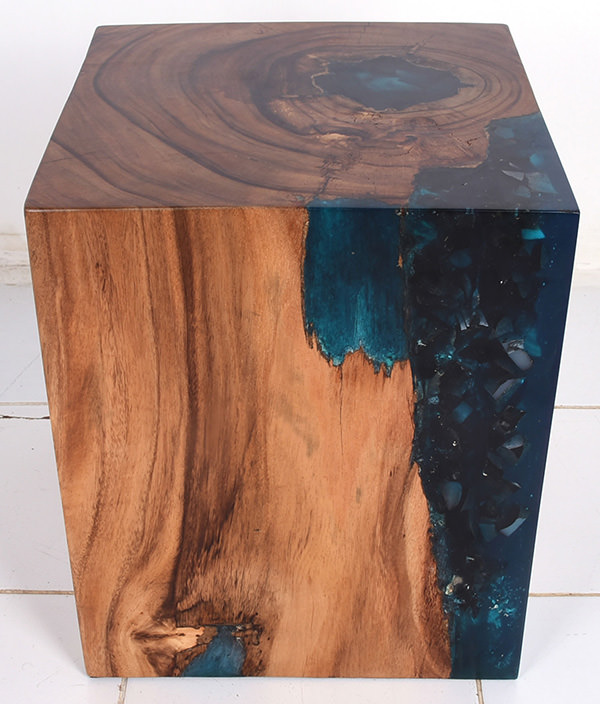 block of wood and resin