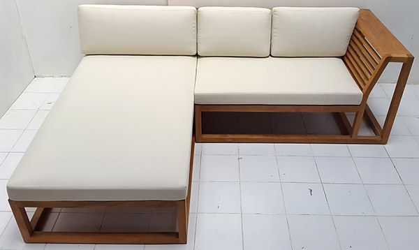 L-shaped teak sofa