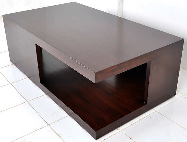 Danish wooden coffee table with brown stain