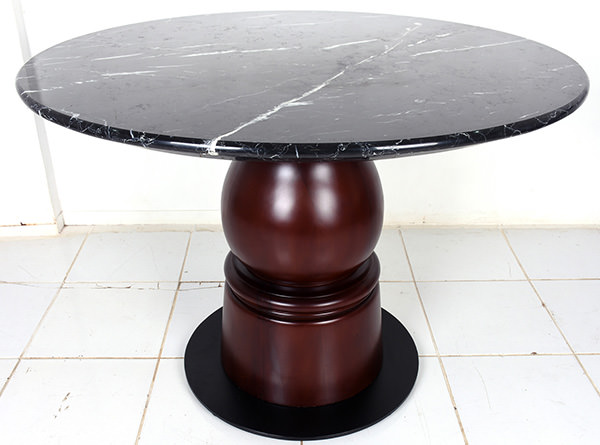 Mahogany round leg with black marble top