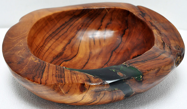 solid teak and resin fruit bowl