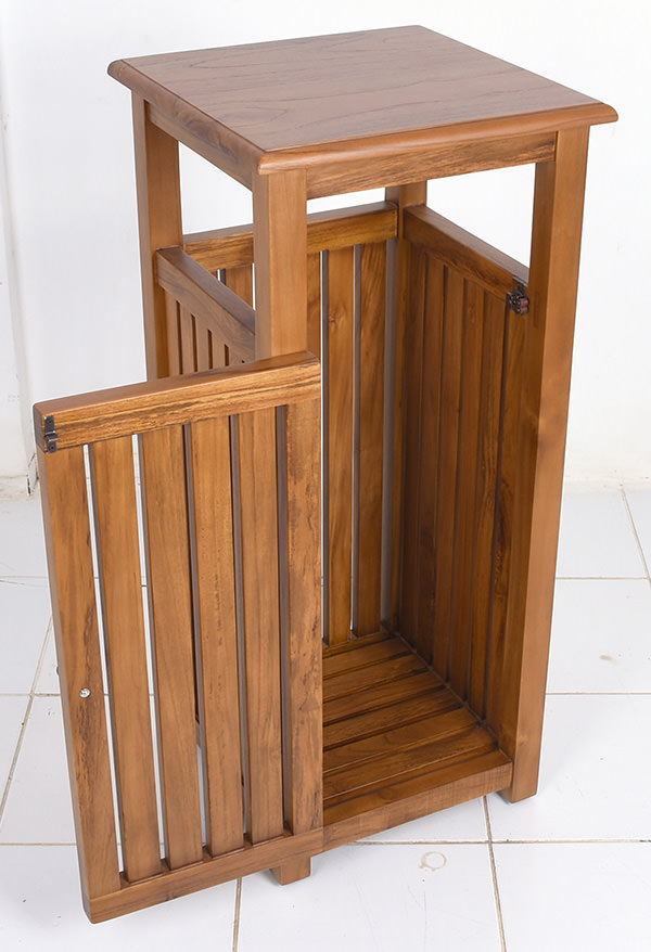 outdoor teak wooden bin box with square shape