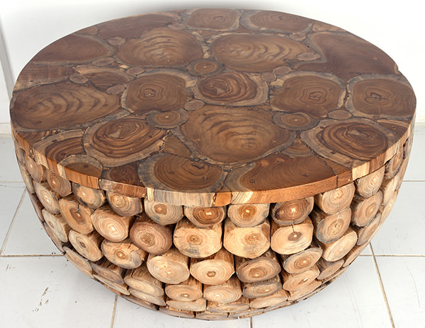 ethnic teak round coffee table