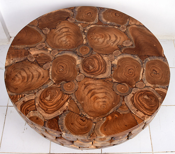 reclaimed ethnic teak round coffee table